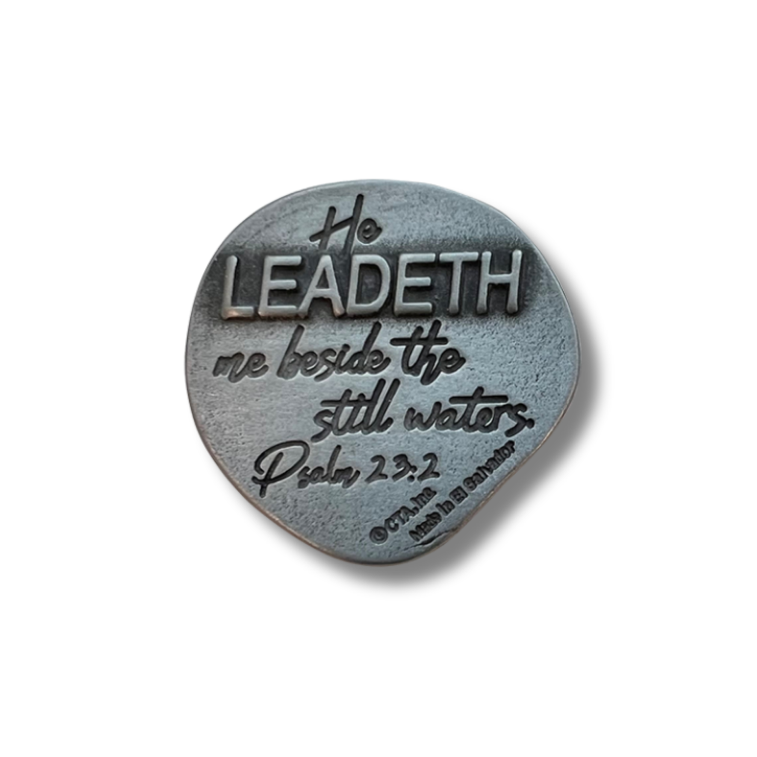 1" Pewter-Finish Faith Token - Psalm 23