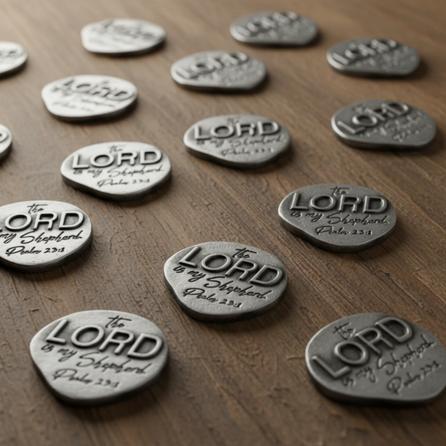 1" Pewter-Finish Faith Token - Psalm 23
