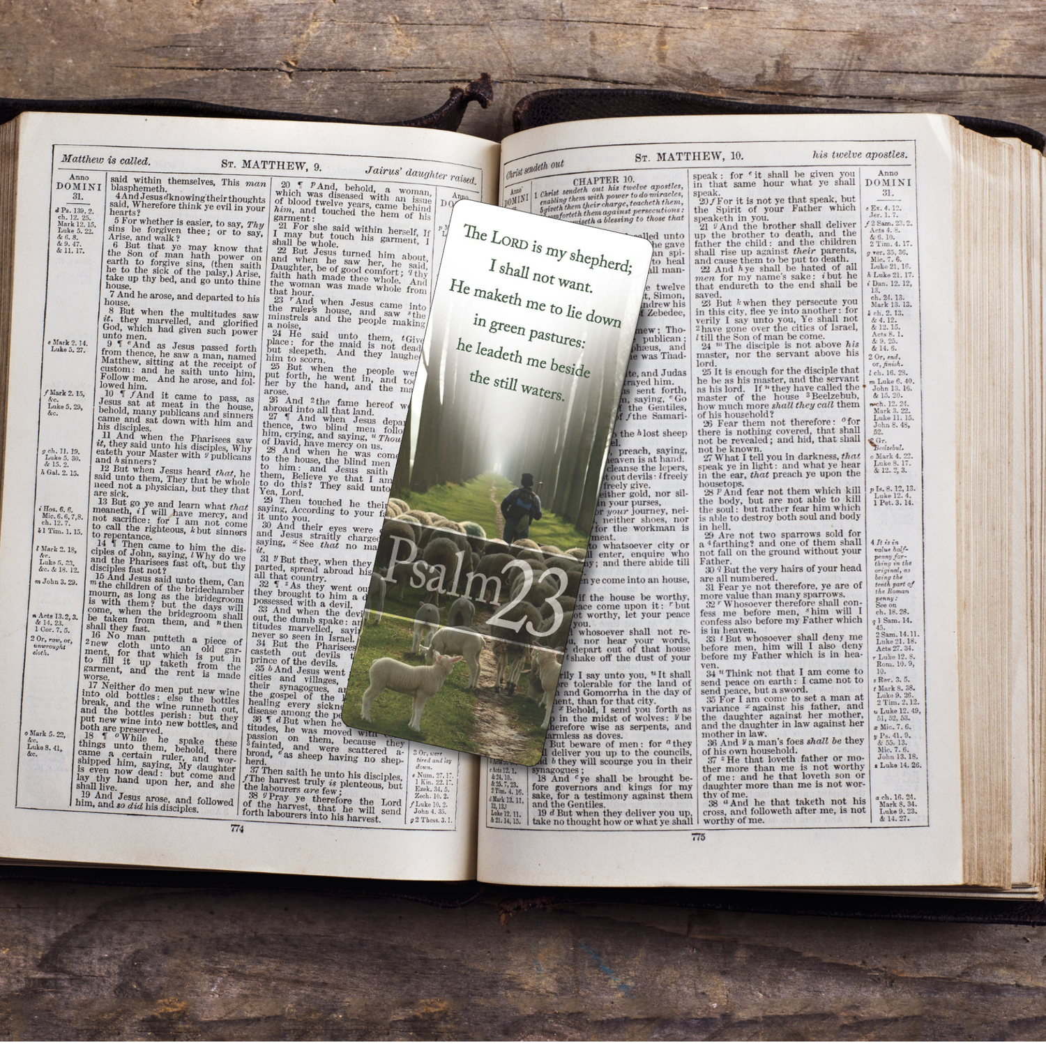 6" Bookmark with Pewter-Finish Faith Token - Psalm 23 KJV