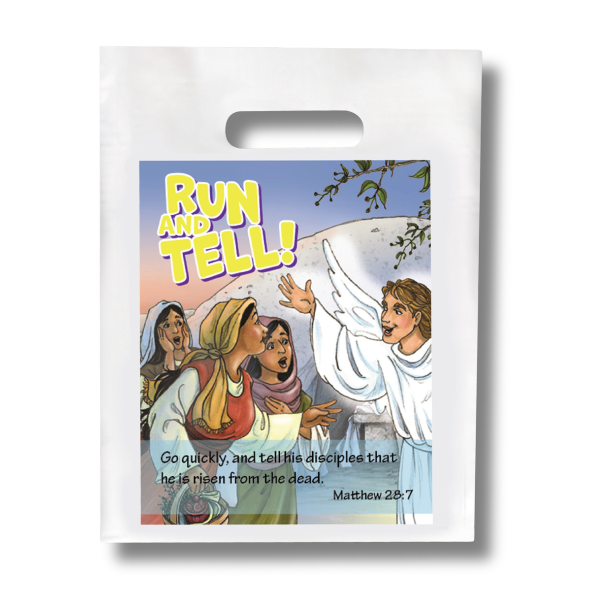Run and Tell! Easter Goodie Bag measures 9" x 12". (Pack of 12)
615122-16812-7 by CTA Christ to All & CTAKids.