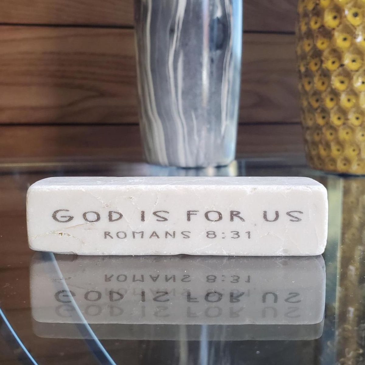 4" Scripture Stone - God Is For Us Romans 8:31
