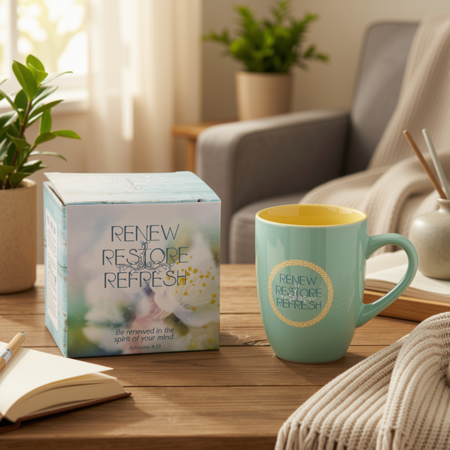 Ceramic Mug in Gift Box - Renew. Restore. Refresh
