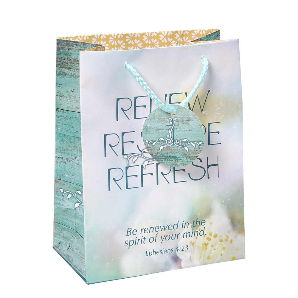 Gift Bag and Tag  -  Renew. Restore. Refresh.