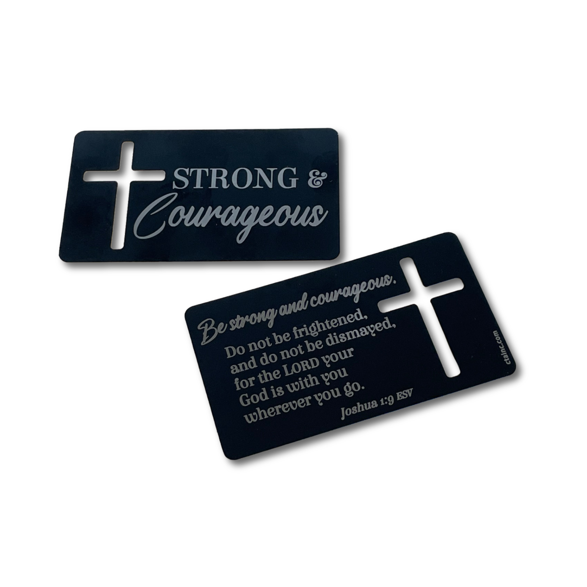 Black Metal Inspiration Card - Strong & Courageous - Joshua 1:9
