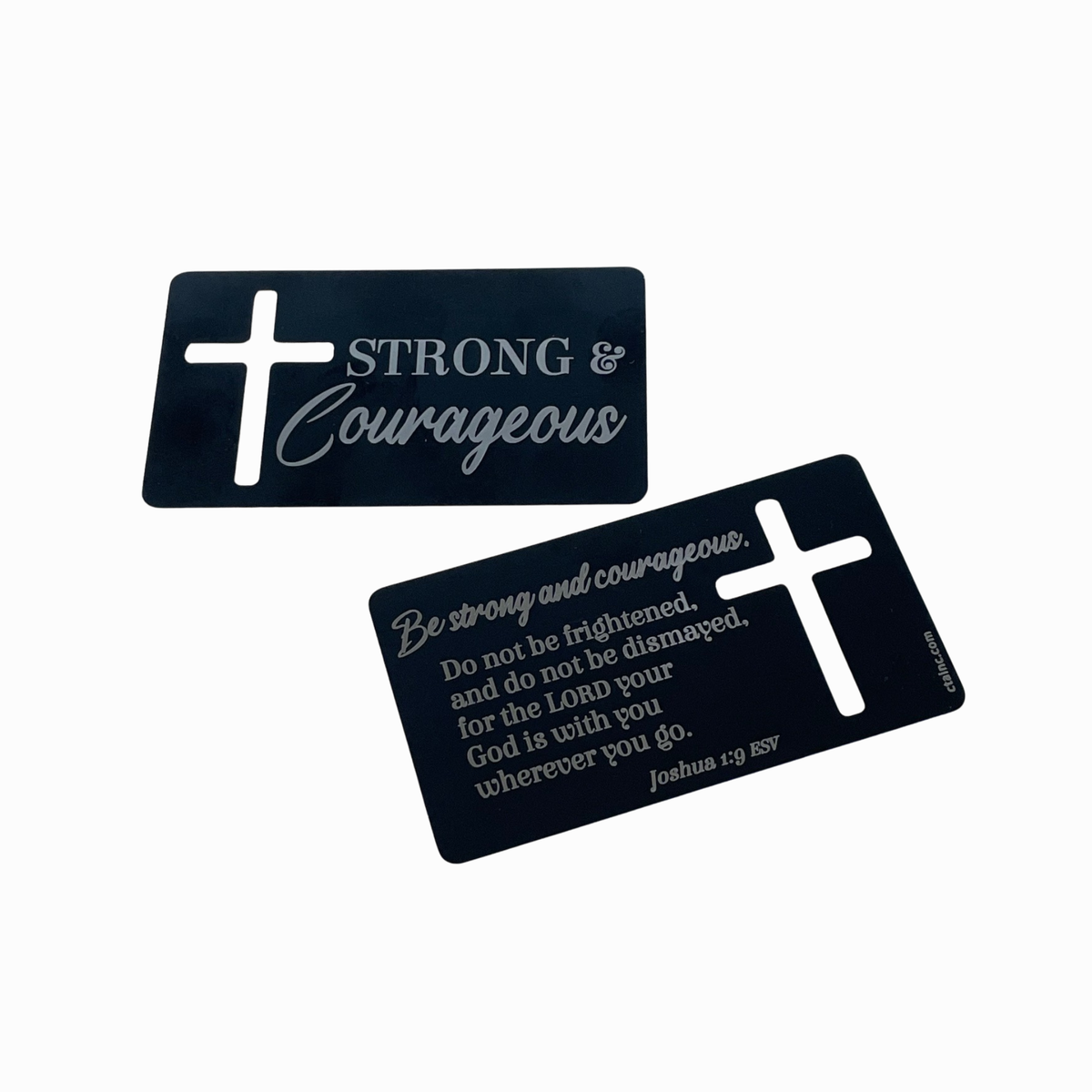 Black Metal Inspiration Card - Strong & Courageous - Joshua 1:9