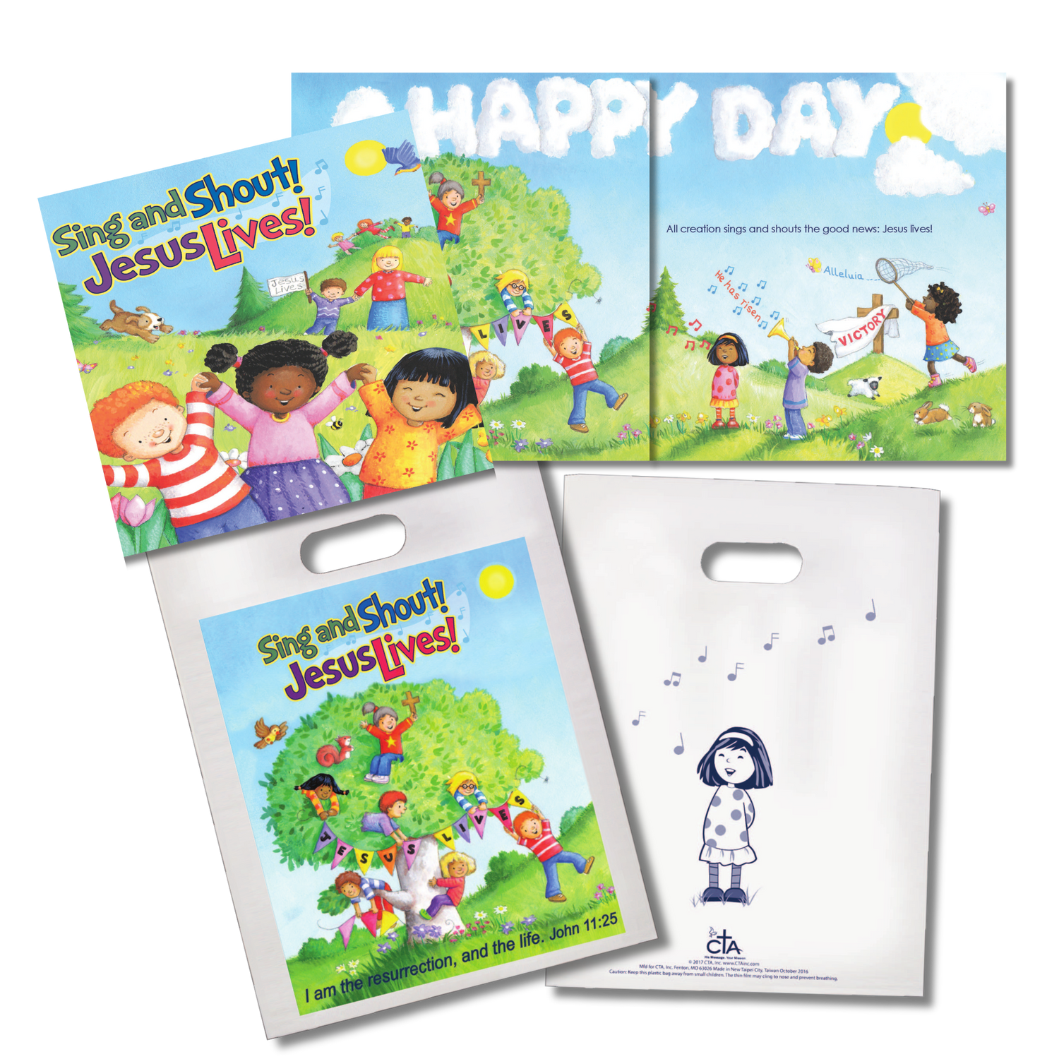 Children's Softcover Book with FREE Goodie Bag - Sing and Shout! Jesus Lives!