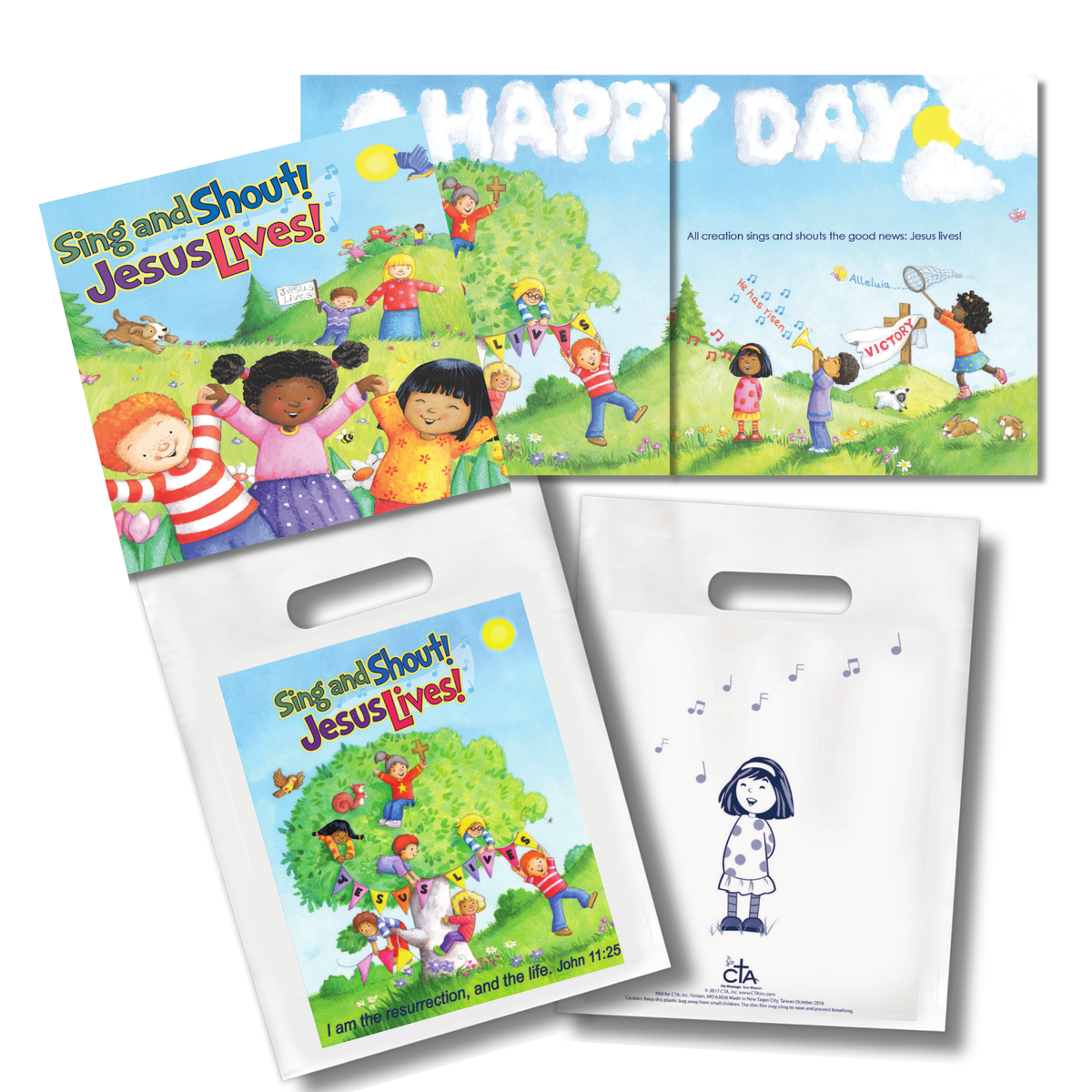 16-Page Children's Softcover Story Book with FREE Goodie Bag - Sing and Shout! Jesus Lives!
