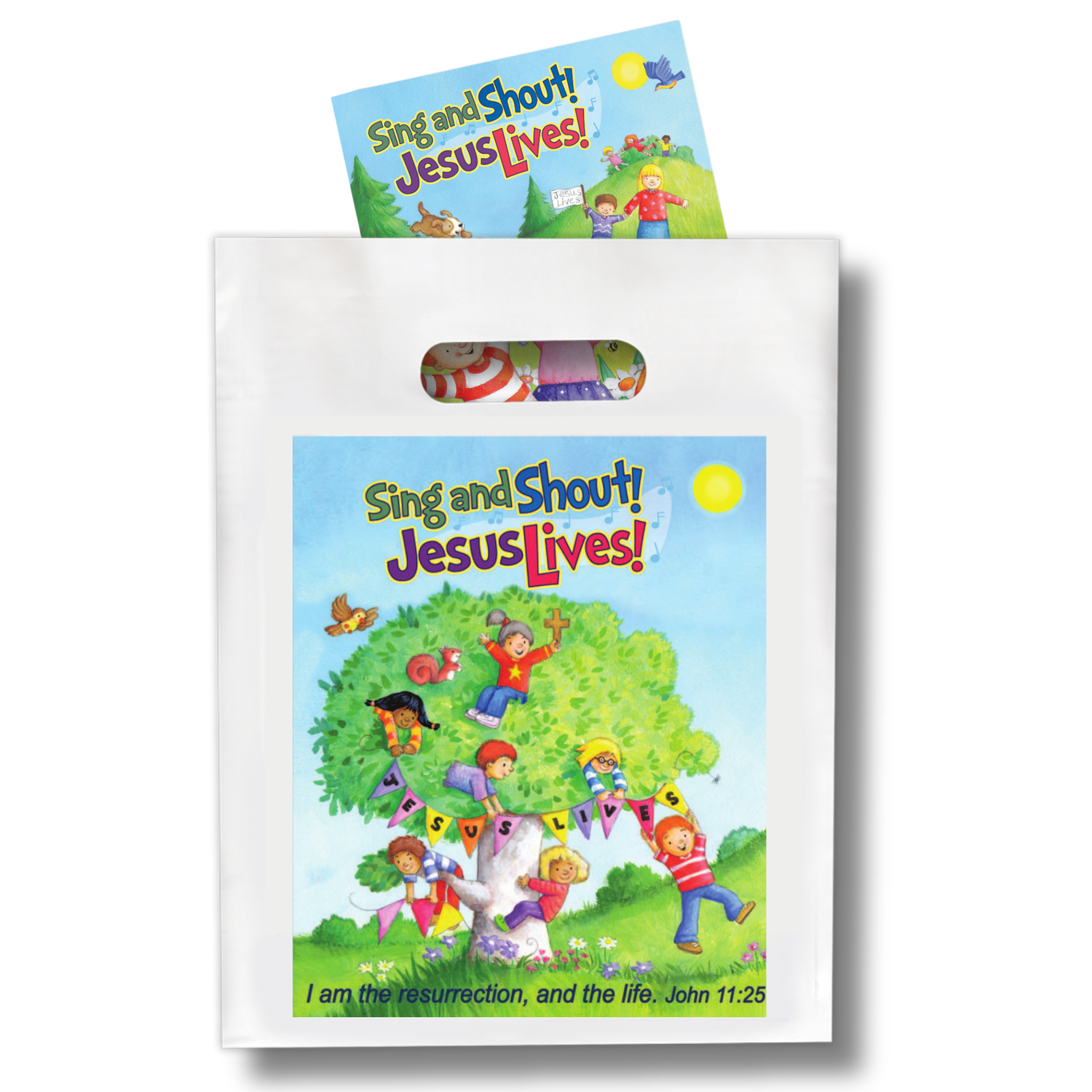 16-Page Children's Softcover Story Book with FREE Goodie Bag - Sing and Shout! Jesus Lives!