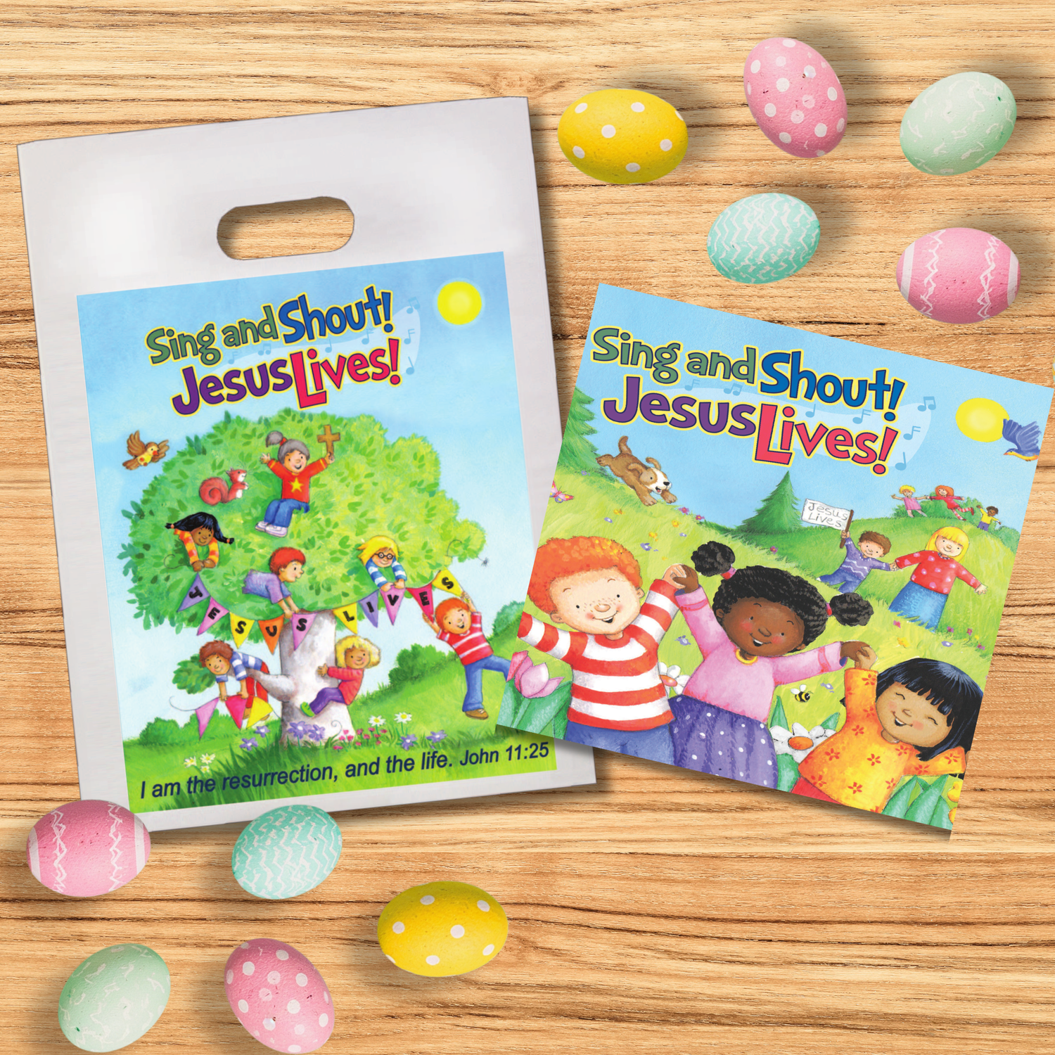 Children's Softcover Book with FREE Goodie Bag - Sing and Shout! Jesus Lives!