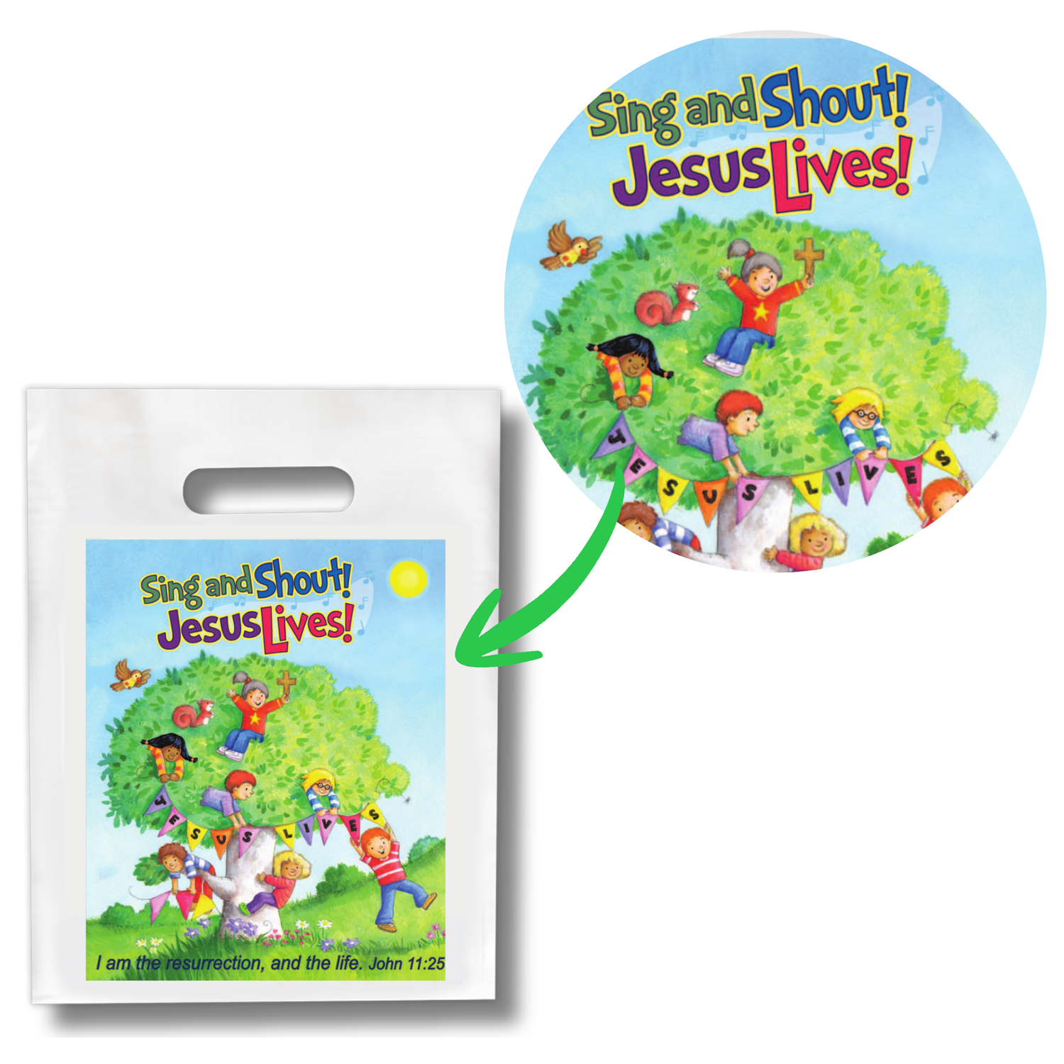 9" x 12" Goodie Bags (12 Pack) - Sing and Shout! Jesus Lives!