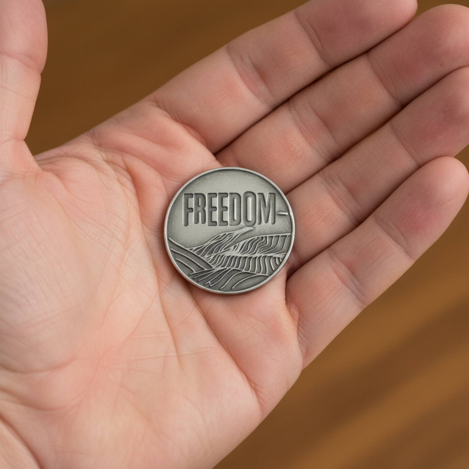 1-1/4" Pewter-Stained Faith Token - Set Free John 8:32