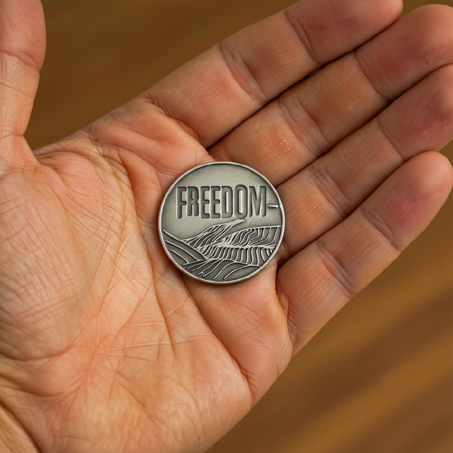 1-1/4" Pewter-Stained Faith Token - Set Free John 8:32