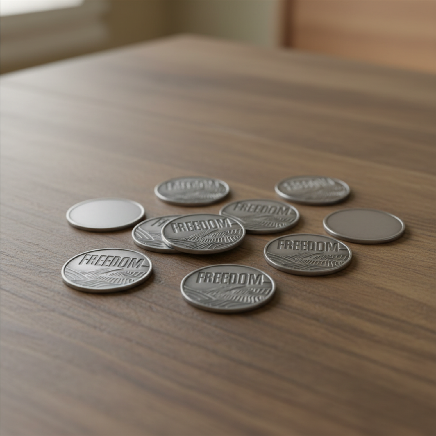 1-1/4" Pewter-Stained Faith Token - Set Free John 8:32