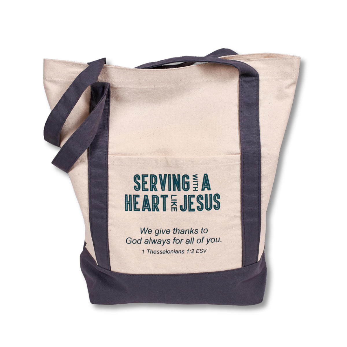 Over-the-Shoulder Canvas Tote Bag - Serving with a Heart like Jesus