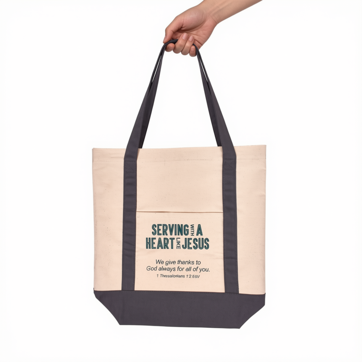 Over-the-Shoulder Canvas Tote Bag - Serving with a Heart like Jesus