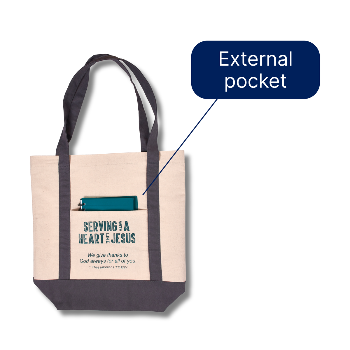 Over-the-Shoulder Canvas Tote Bag - Serving with a Heart like Jesus