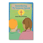 Book cover with two children looking at a photo frame, titled 'Remembering My Someone Special' by CTA Christ to All & CTAKids.
