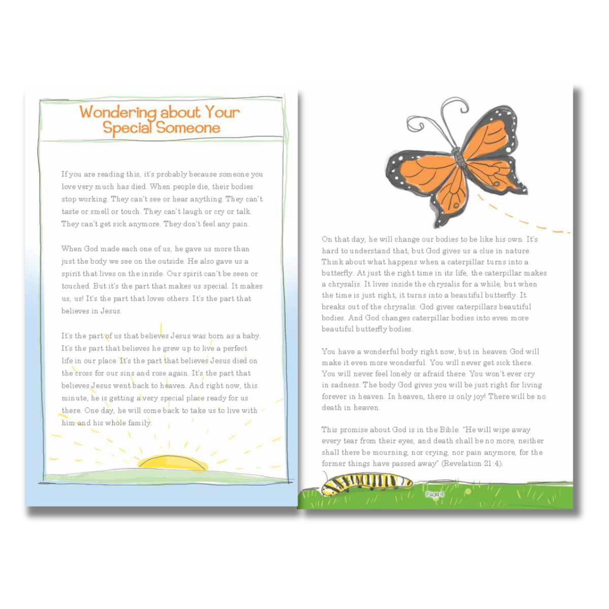 Booklet with text and a butterfly illustration on a white background by CTA Christ to All & CTAKids.