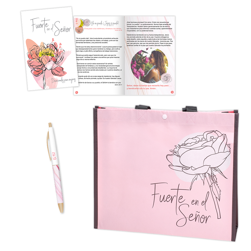 Spanish Bible Study Set with Pen, Bag, & Book - Strong in the Lord