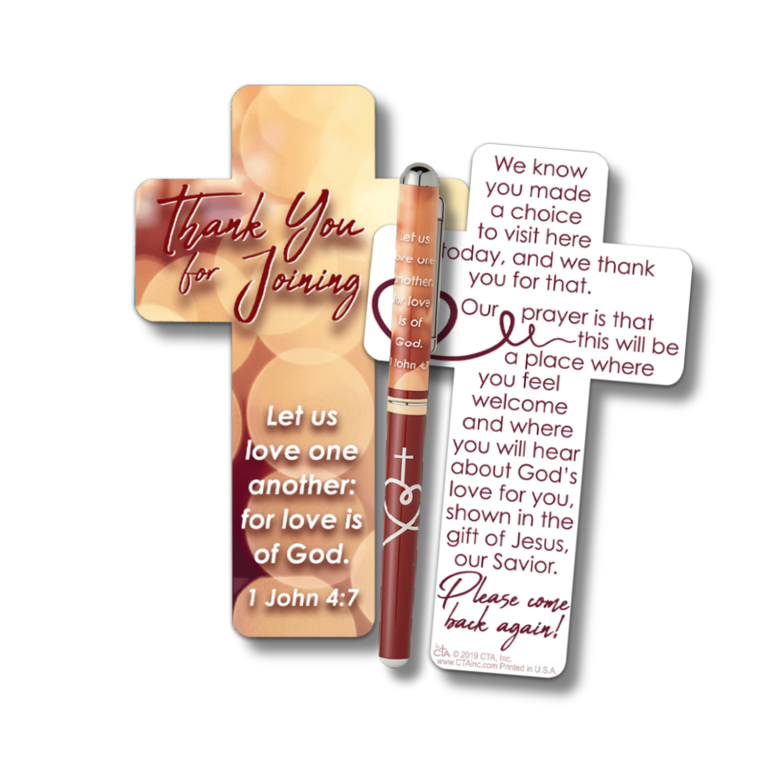 WRAPPED & READY® Cross-Shaped Bookmark & Pen Gift Set - KJV - Thank You for Joining Us!