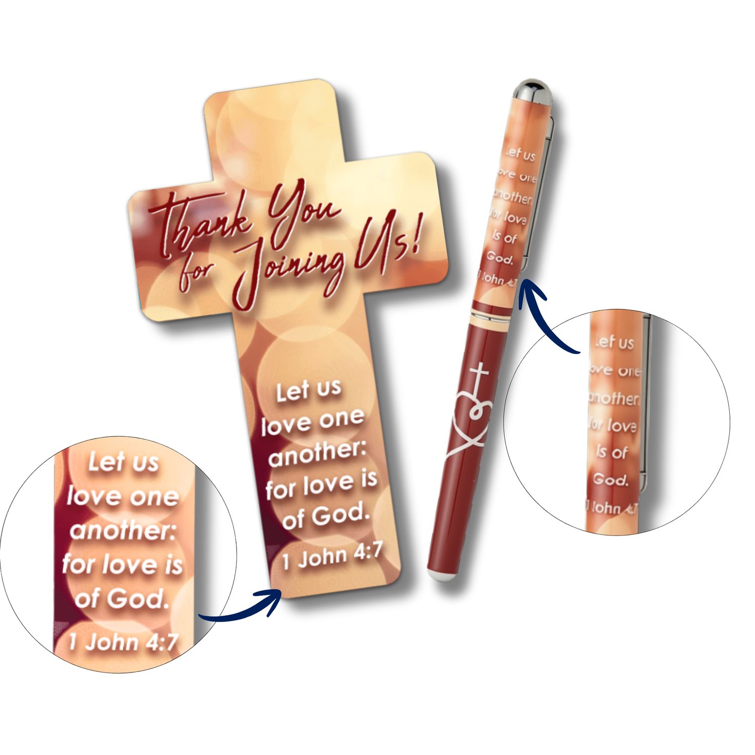 WRAPPED & READY® Cross-Shaped Bookmark & Pen Gift Set - KJV - Thank You for Joining Us!