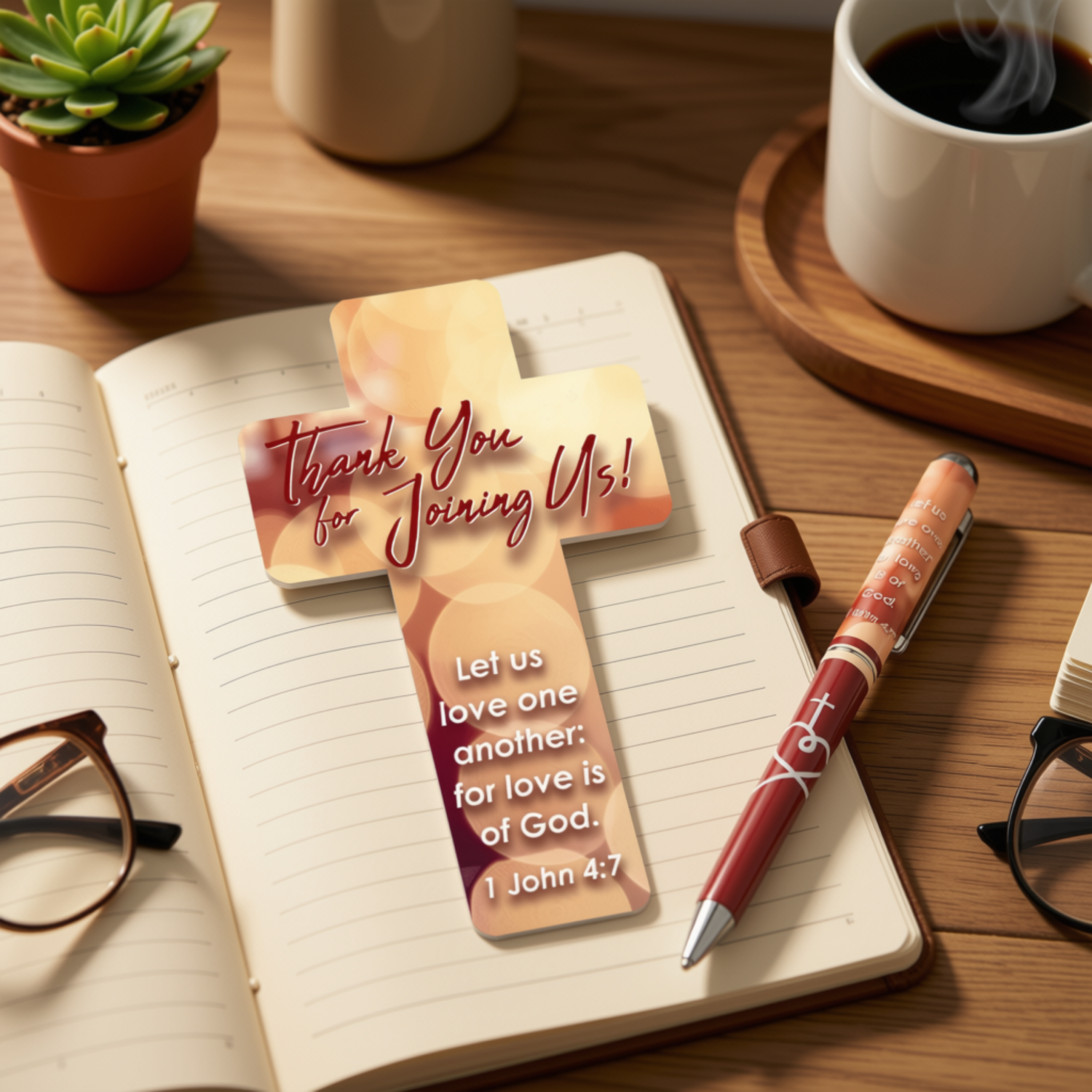 WRAPPED & READY® Cross-Shaped Bookmark & Pen Gift Set - KJV - Thank You for Joining Us!
