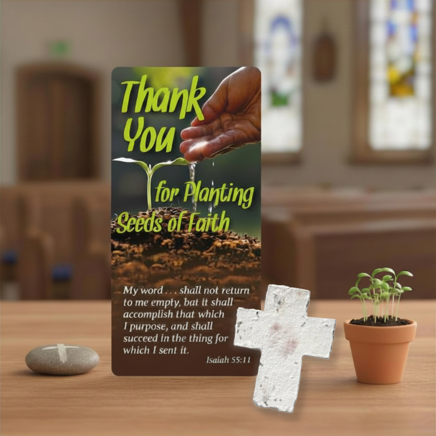 Thank You for Planting Seeds of Faith Bookmark with Plantable Seed Cross