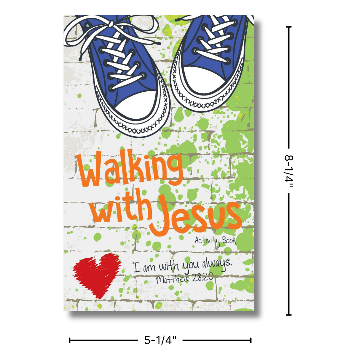 Book cover with blue sneakers, green background, and text 'Walking with Jesus' by CTA Christ to All & CTAKids.