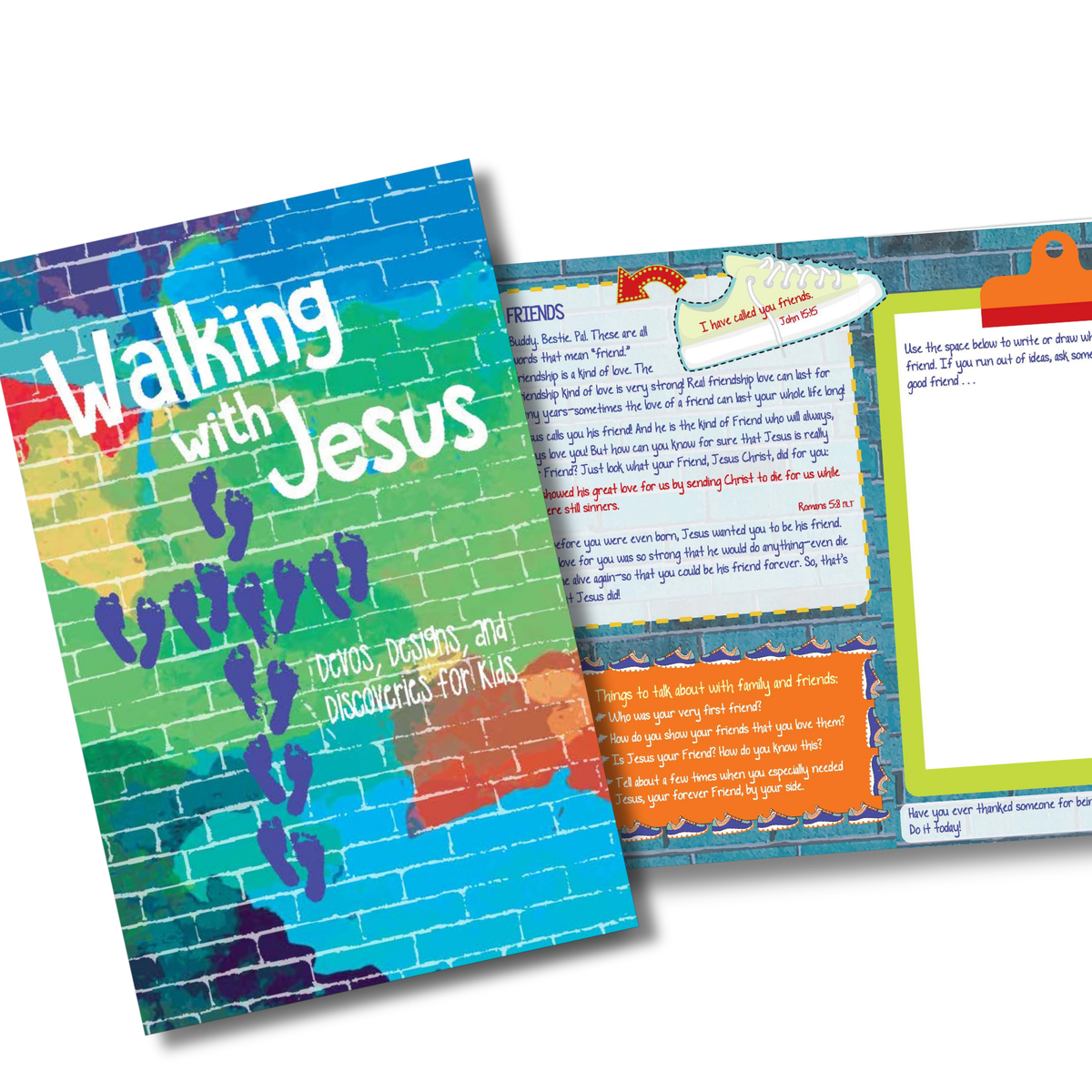 Colorful book titled 'Walking with Jesus' on a white background by CTA Christ to All & CTAKids.