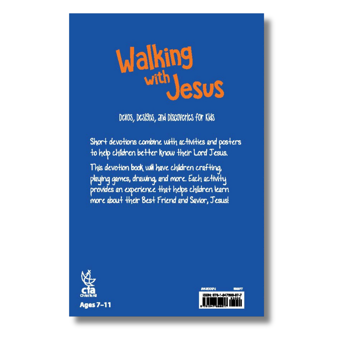 Book cover of 'Walking with Jesus' with blue background and orange text by CTA Christ to All & CTAKids.