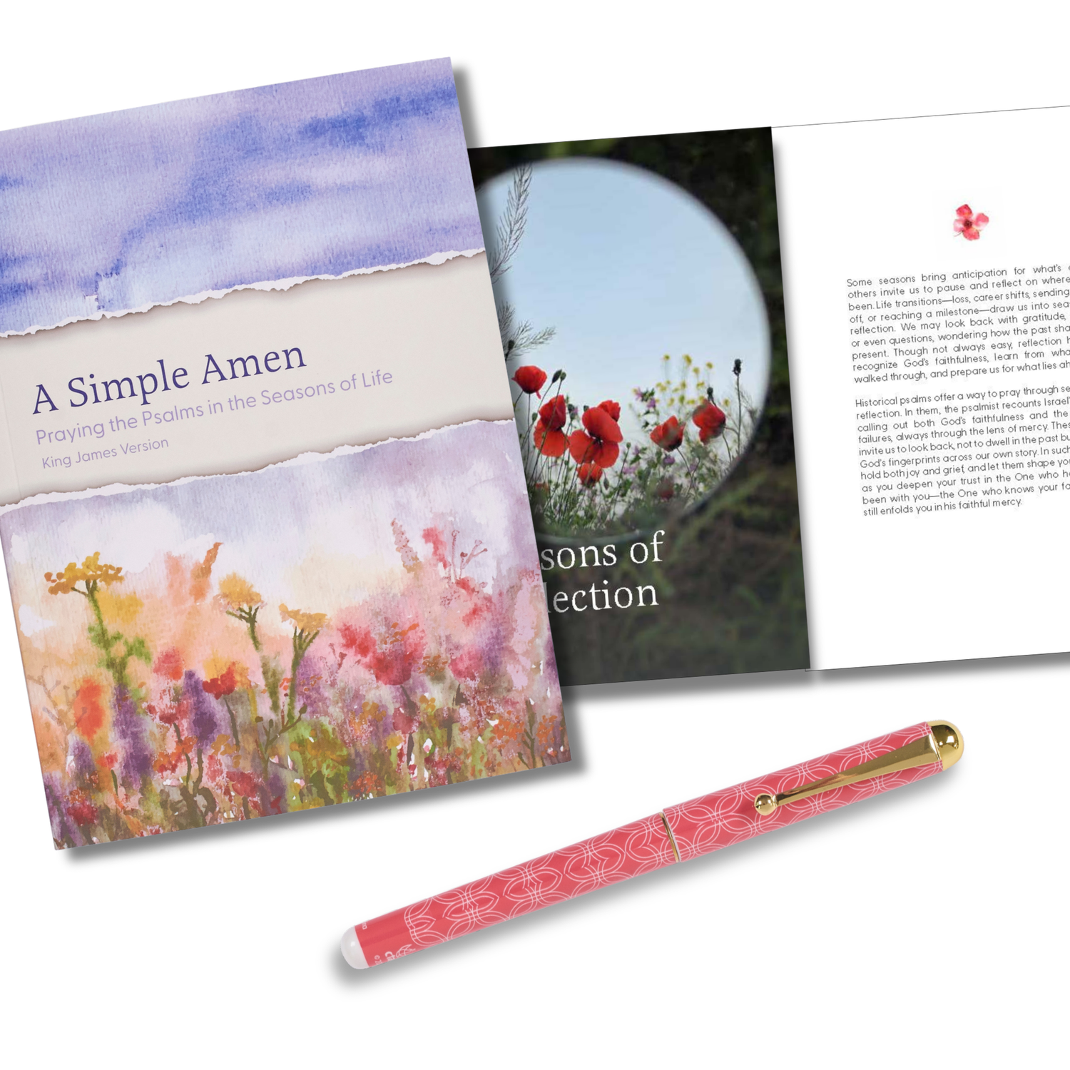 WRAPPED & READY® 64-Page KJV Devotion Book & Pen Gift Set - A Simple Amen Flowers