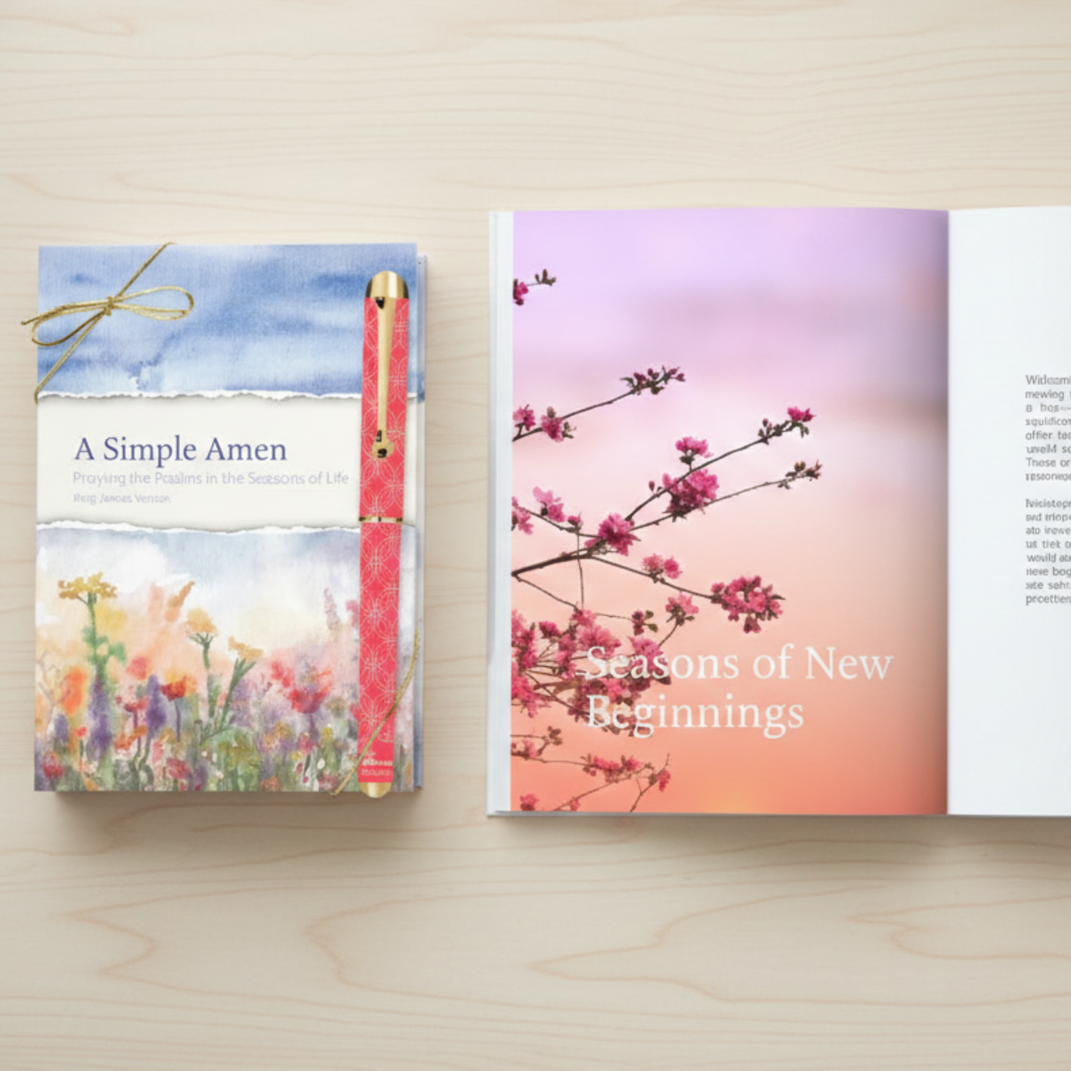 WRAPPED & READY® 64-Page KJV Devotion Book & Pen Gift Set - A Simple Amen Flowers