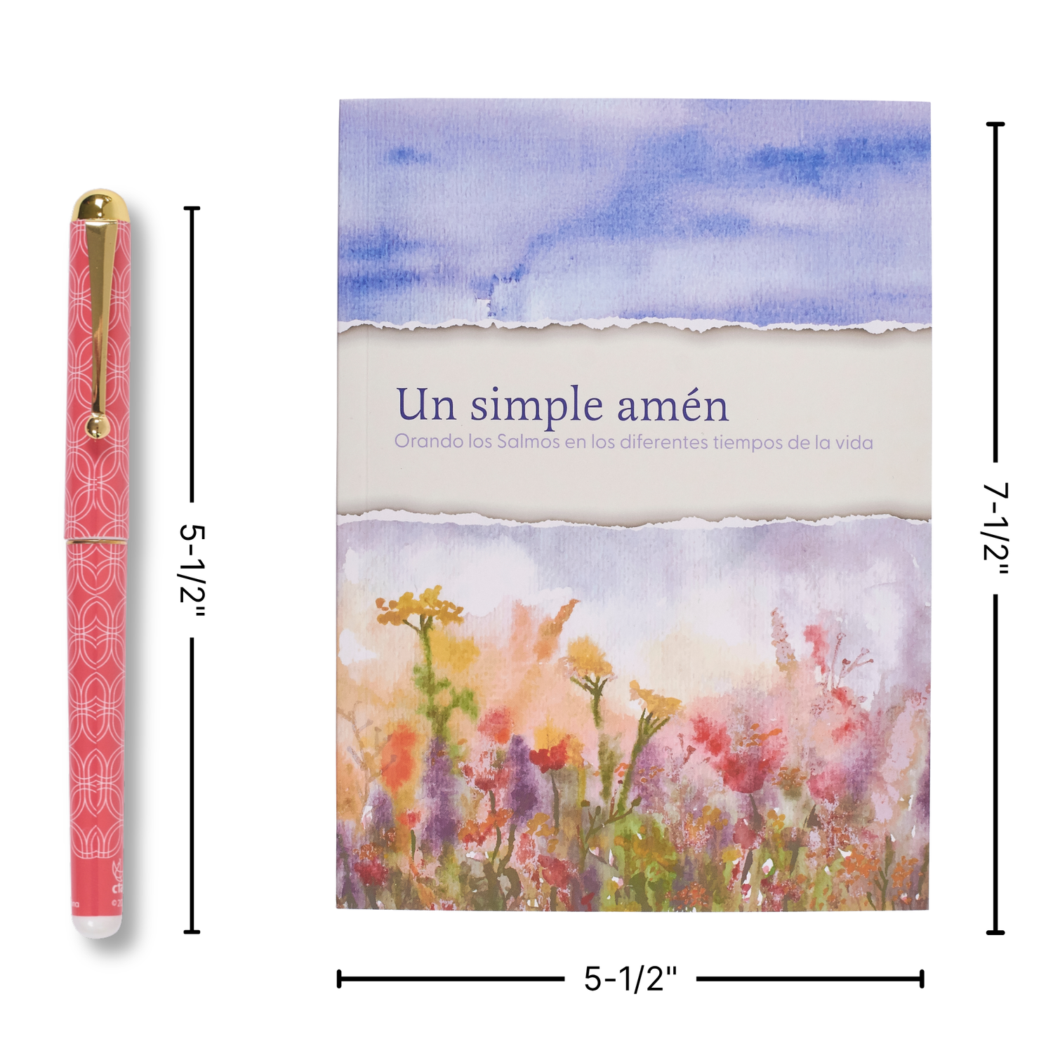 WRAPPED & READY® 64-Page SPANISH Devotion Book & Pen Gift Set - A Simple Amen Flowers