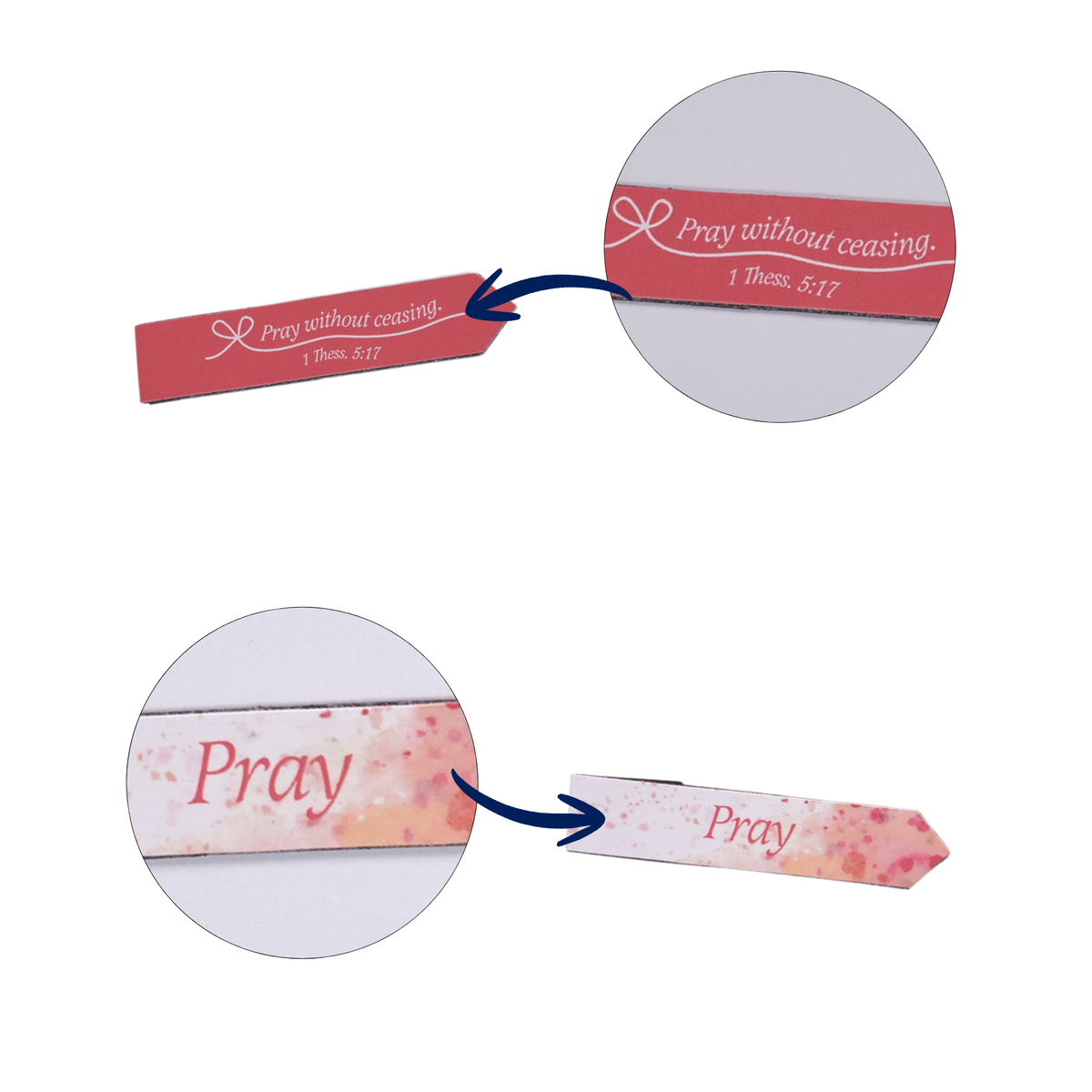 Decorative ribbon with 'Pray without ceasing' text on a white background by CTA Christ to All & CTA Publishing.