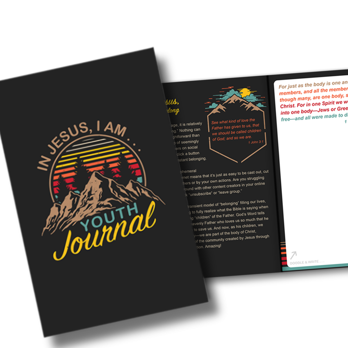 Black youth journal with colorful design and text on a white background by CTA Christ to All & CTAKids.