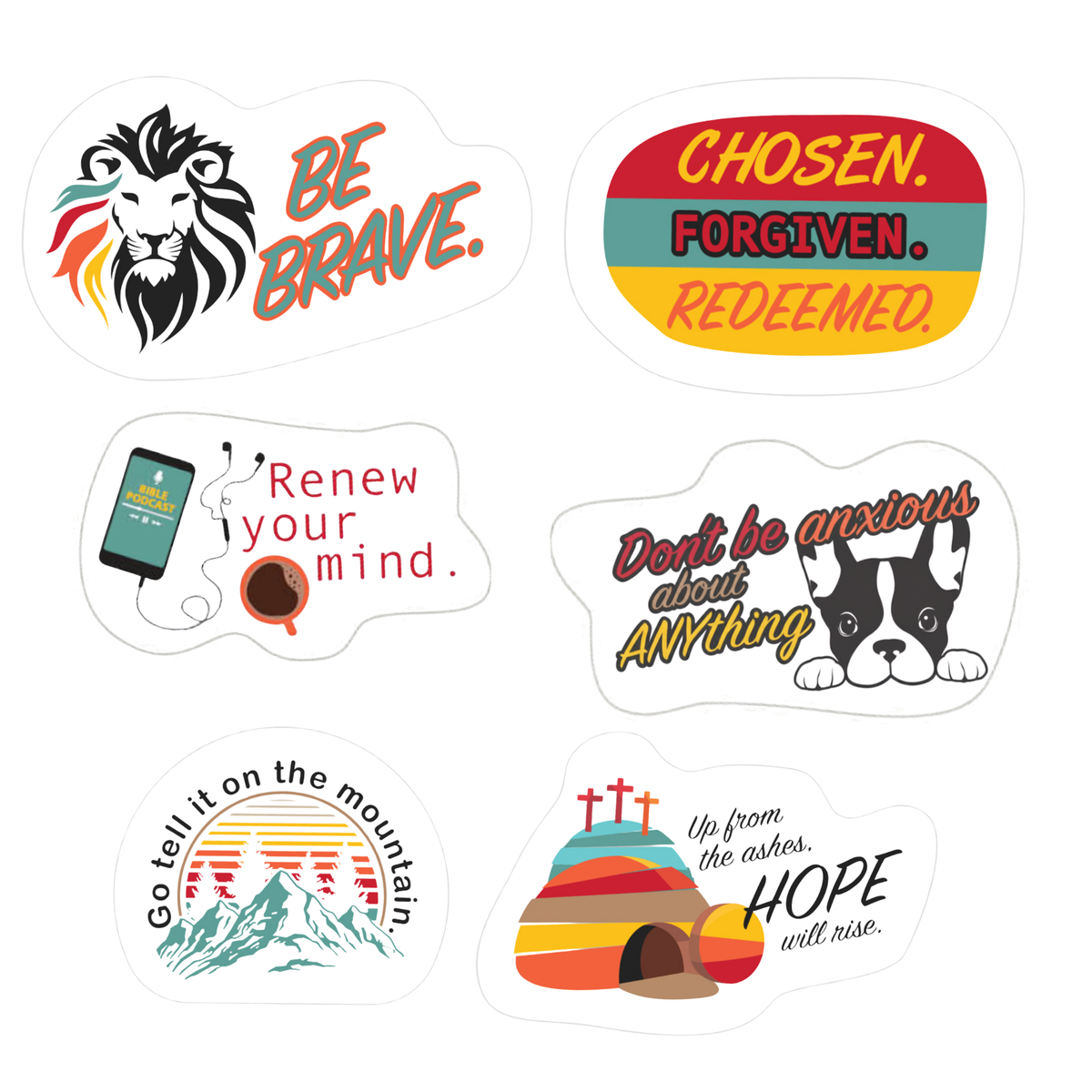 2" Vinyl Encouragement Stickers - Pack of 6