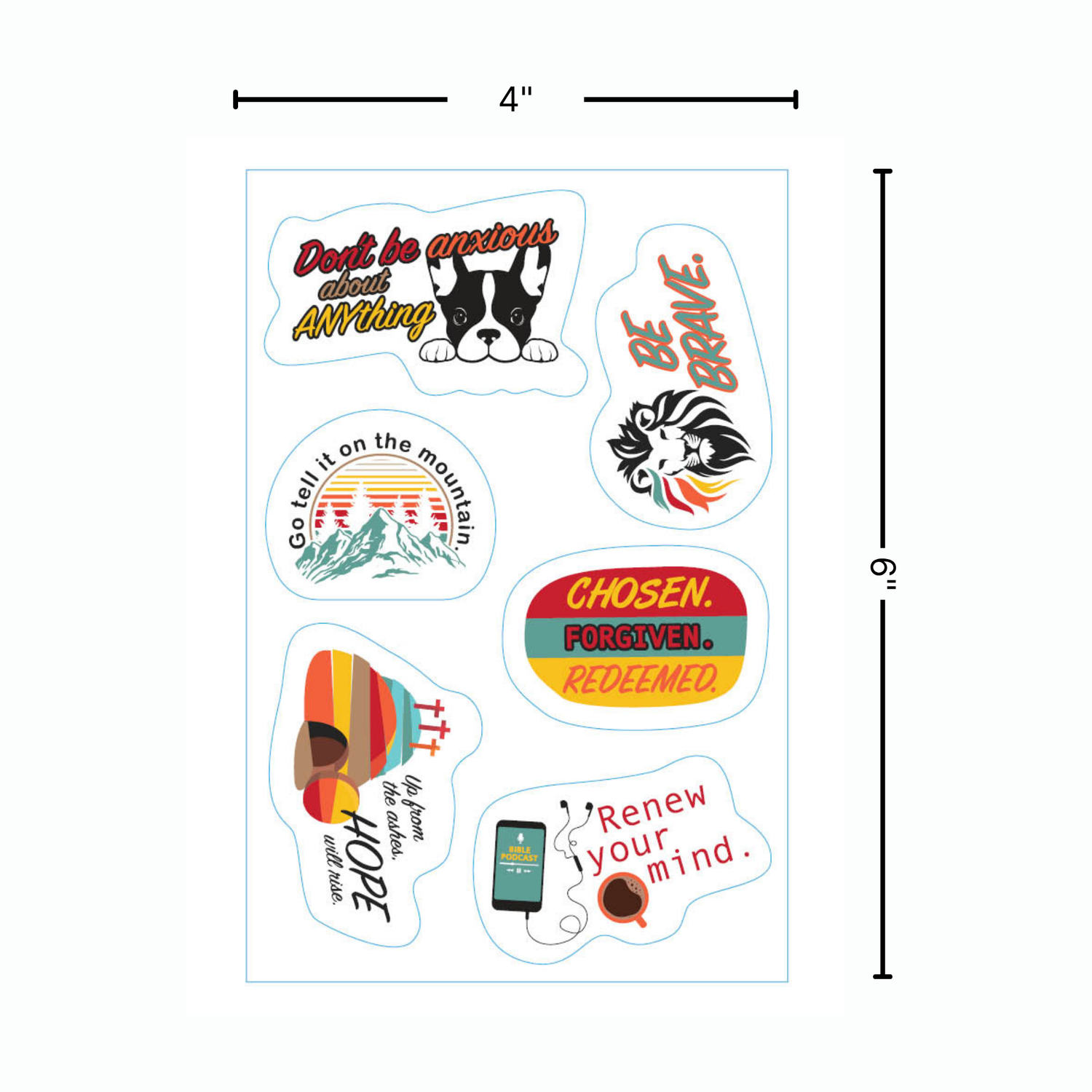 2" Vinyl Encouragement Stickers - Pack of 6