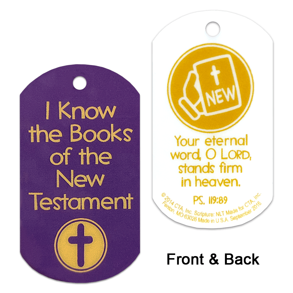 Books of the Bible New Testament Dog Tags (1 Sheet of 6) - My Faith Story