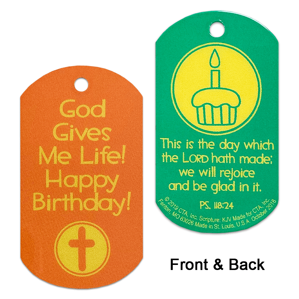 Happy Birthday Dog Tags - KJV (1 Sheet of 6)