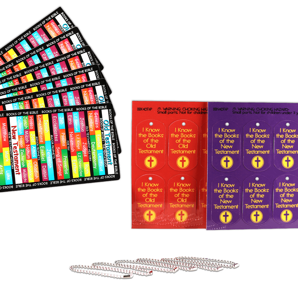 Books of the Bible Memorization & Award Dog Tag & Bookmark Kit - Catholic