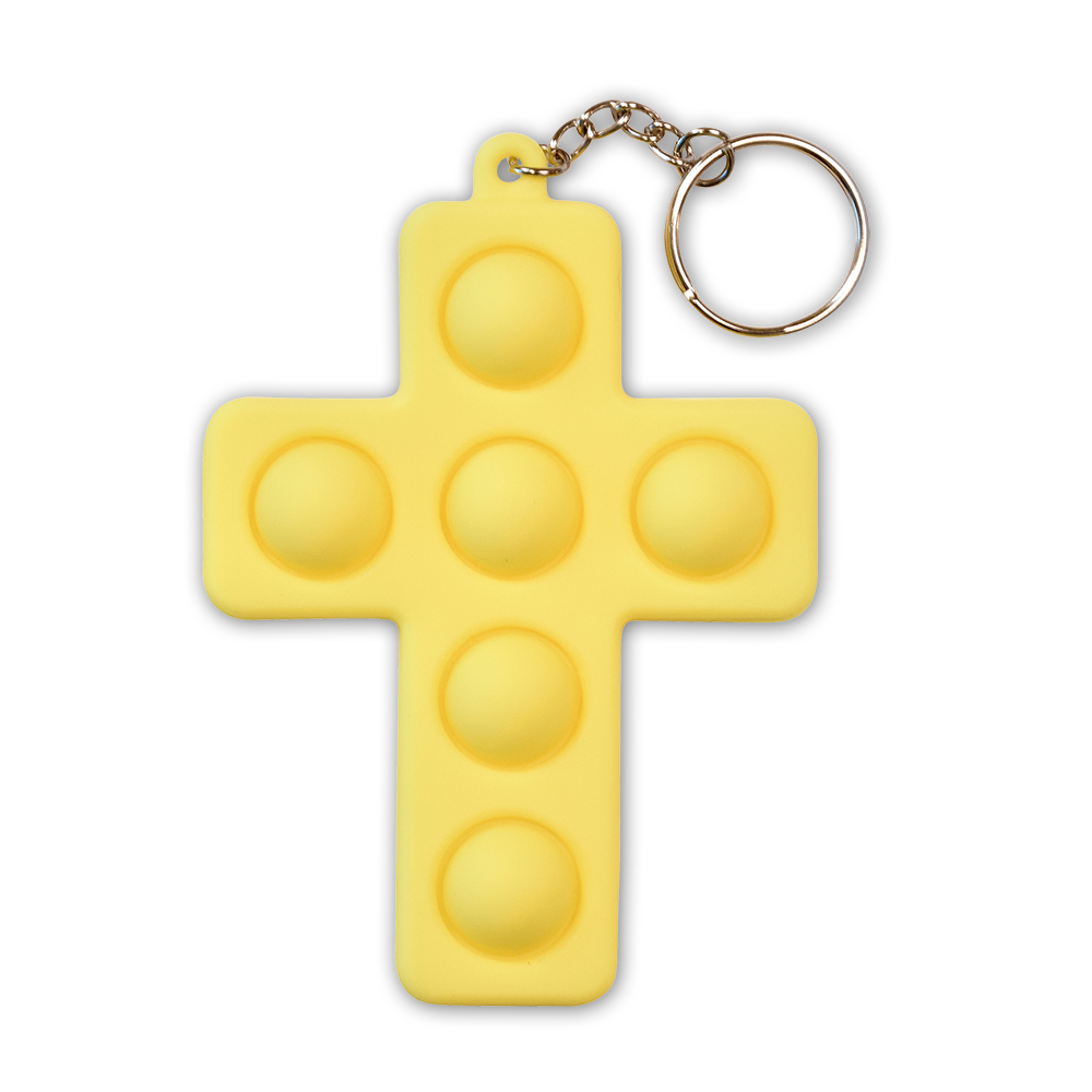 Yellow Pop Fidget Cross Keychain for Backpacks