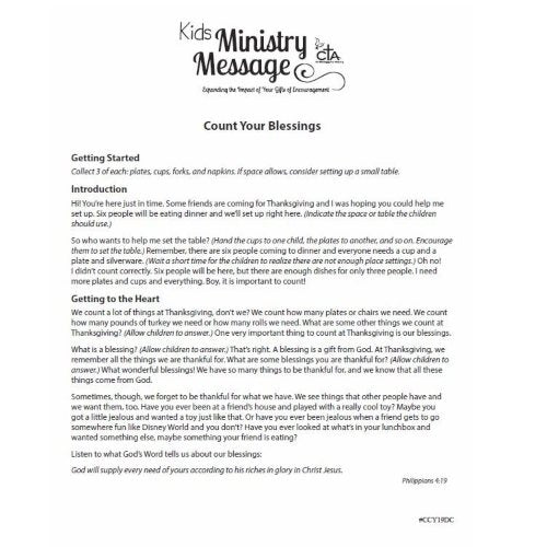 Ministry Message (Child) - Count Your Blessings 