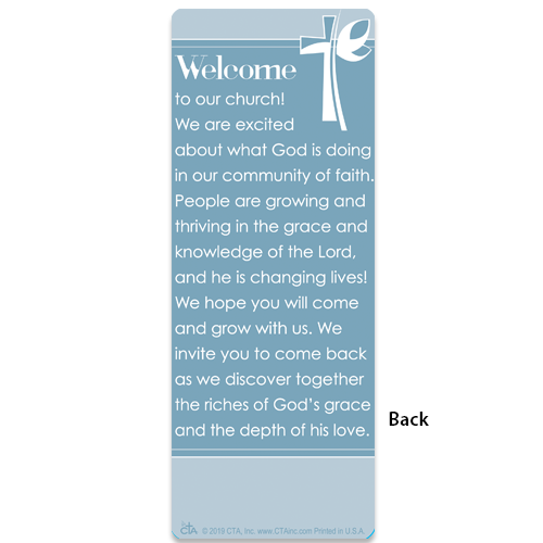 Back of Come Grow With Us Bookmark for Church Visitors & Members