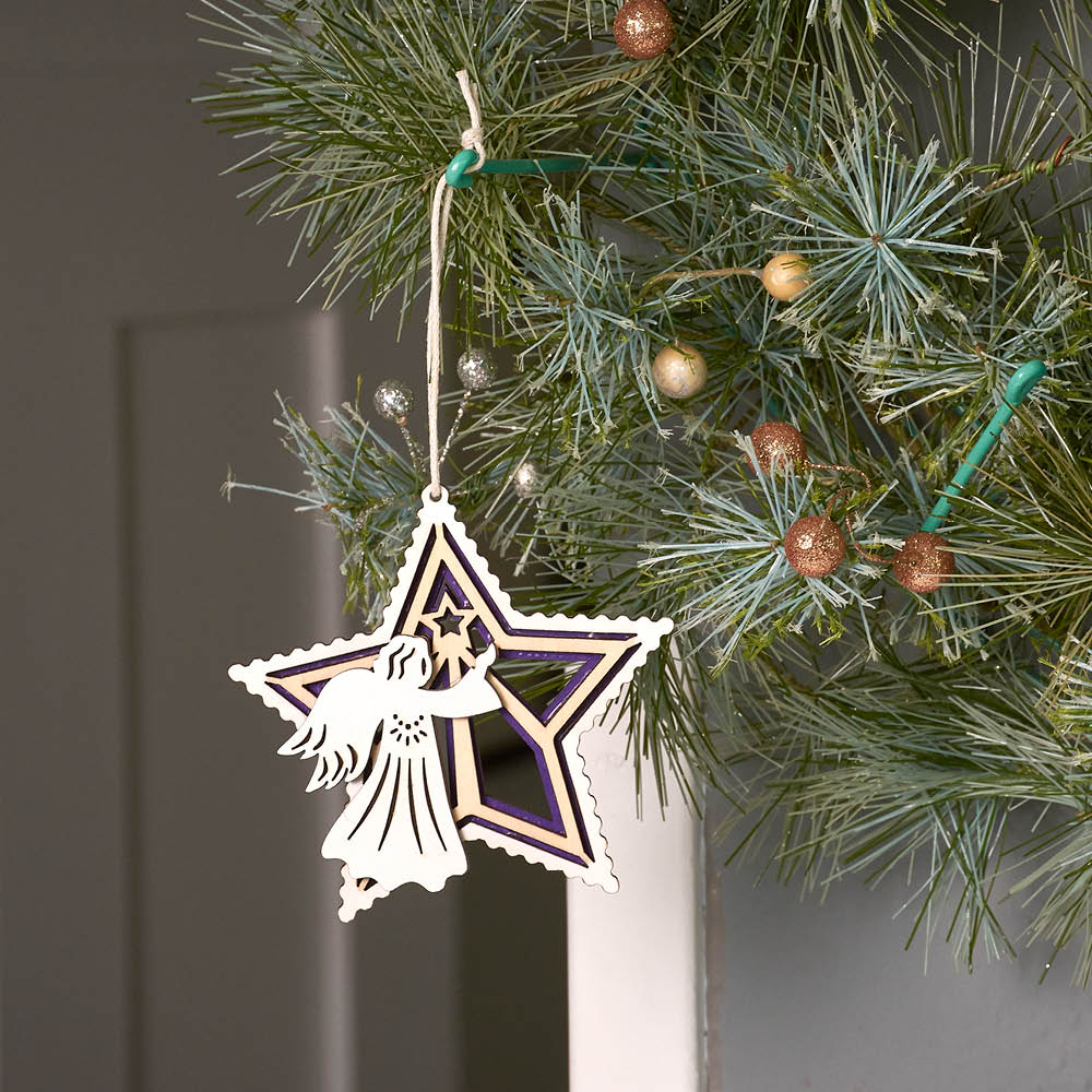 Star-Shape Laser-Cut Wooden Ornament