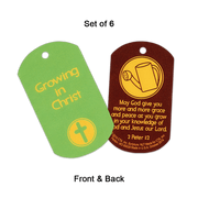 Set of 6 laminated dog tags measures 1" x 2" (tag has 1/8" diam. hole for chain).
615122-13830-4