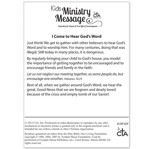 My Faith Story I Come to Hear God's Word  Dog Tag Family Devotion DOWNLOADABLE