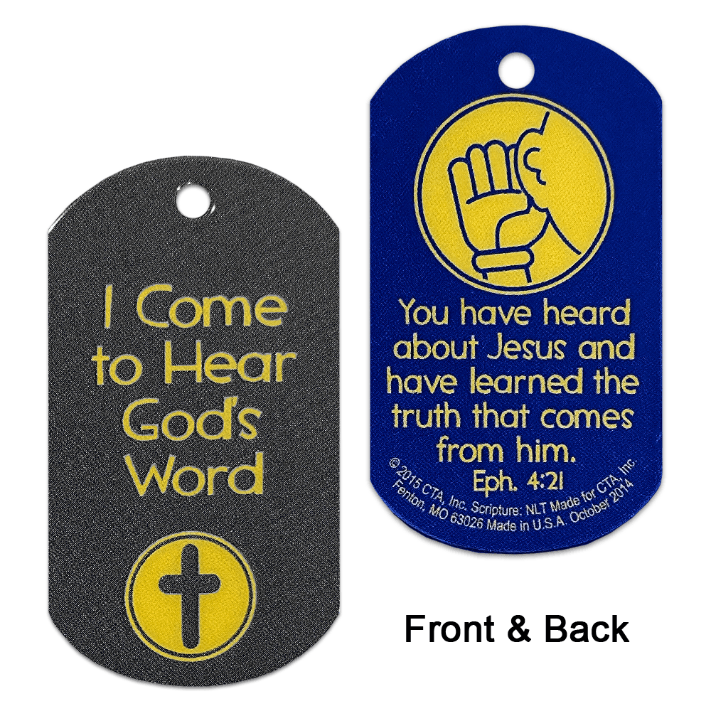 I Come to Hear God's Word Dog Tag for children