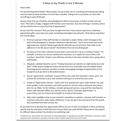 Volunteer Encouragement 5 Ways to Say Thanks