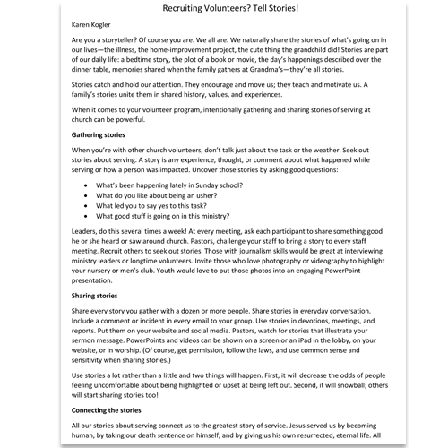 Recruiting Volunteers, Tell Stories