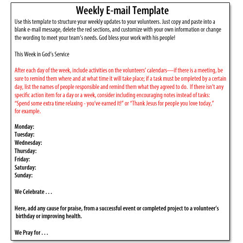Volunteer Management Weekly Email Update Template